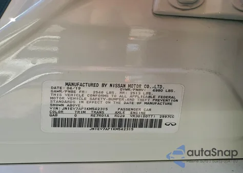 2019 Infiniti Q50 Luxe z USA, uszkodzony, nr VIN JN1EV7AP1KM542315